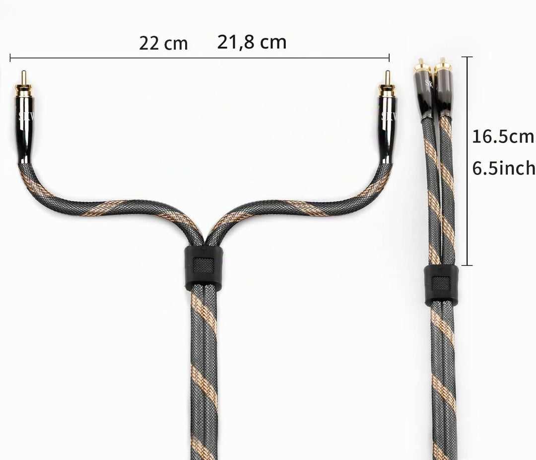 SKW Audiophiles Cinch Audio Kabel, 2 x Cinch zu 2 x Cinch Kabel mit OD 6mm Audiophile Cinch-Kabel (2