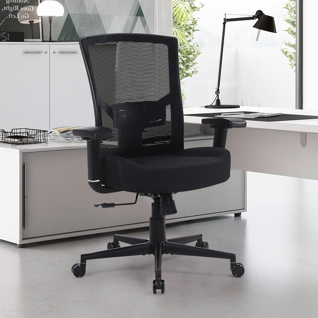Blue Whale Bürostuhl 200KG Ergonomischer Schreibtischstuhl mit Verstellbaren Armlehnen Hoher Rücken