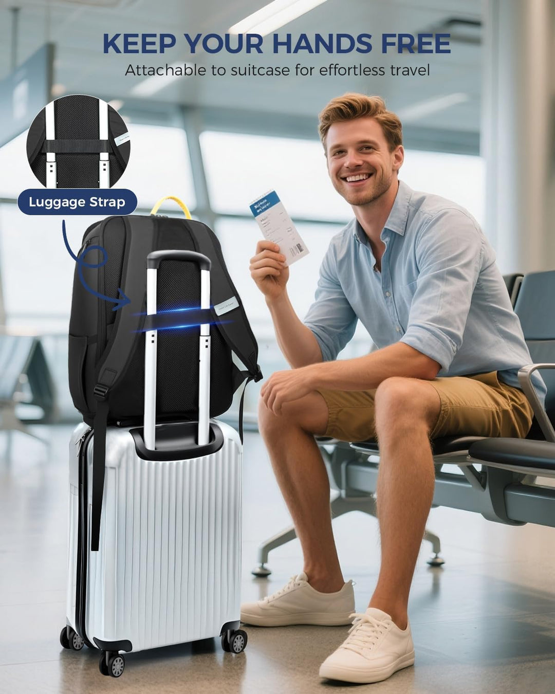 Rucksack Herren, Gross Laptop Rucksack 17 Zoll, Reiserucksack mit Anti Diebstahl Computerfach, Lapto