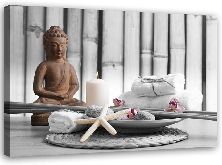 Feeby Wanddeko Spa Leinwandbild Kunstdruck Religion Weiss 90x60 cm M14704 90x60 cm, M14704 90x60 cm