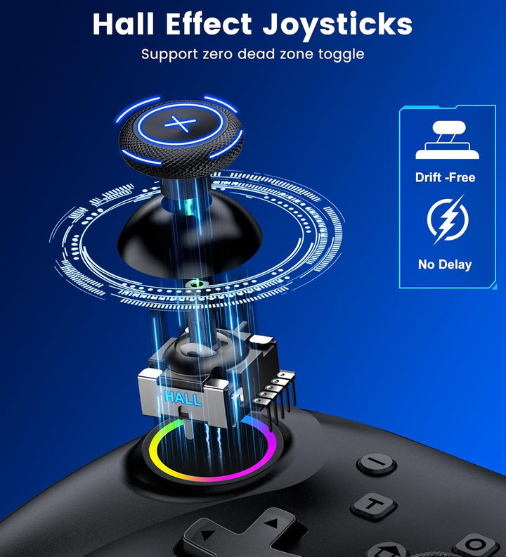 PC Controller mit Halter, Controller PC Wireless mit Hall Joystick Trigger, Kein Drift und Dead Zone