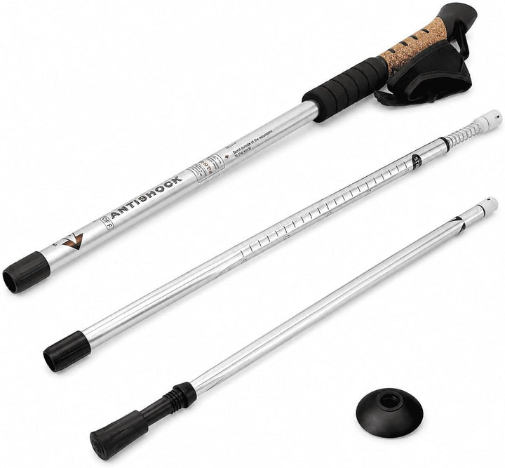 MidGard Nordic Walking Stöcke Teleskop Antischock Wanderstöcke aus Aluminiumlegierung mit Korkgriff