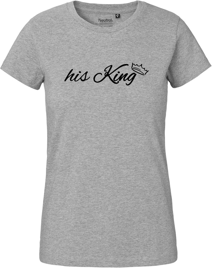 huuraa Damen T-Shirt his King Krone Bio Baumwolle Fairtrade Oberteil Grösse XS-XXL mit Motiv Hochzei
