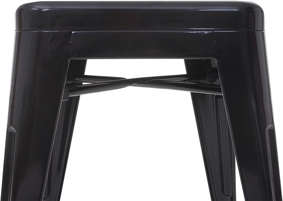4er-Set Hocker HWC-A73, Metallhocker Sitzhocker, Metall Industriedesign stapelbar - schwarz, Schwarz