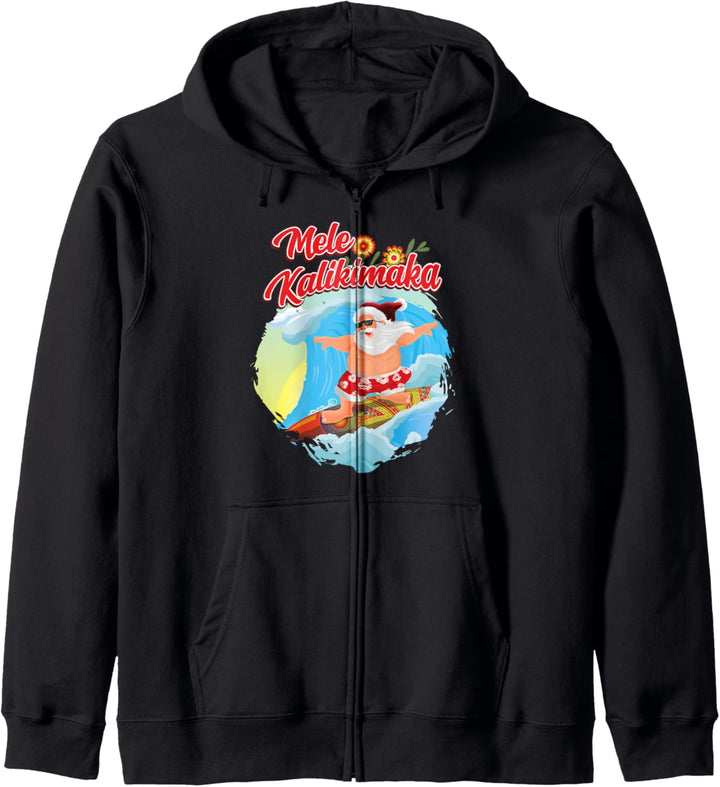 Christmas in July Hawaiian Santa Surfing Mele Kalikimaka Kapuzenjacke