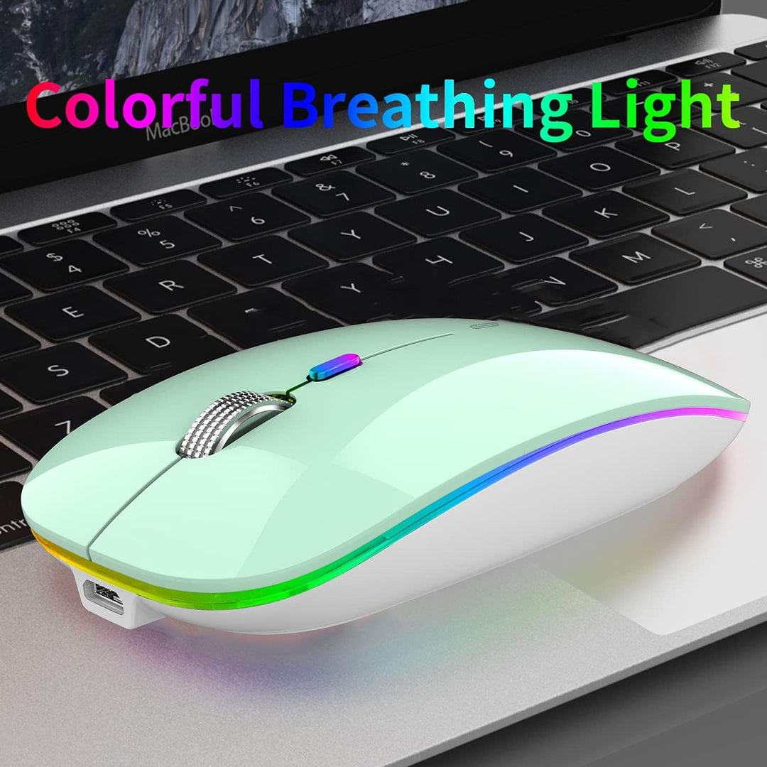 Uiosmuph G12 Maus Kabellos, LED 2.4G Leise Funkmaus Wiederaufladbar Wireless Mousemit Nano USB Empfä
