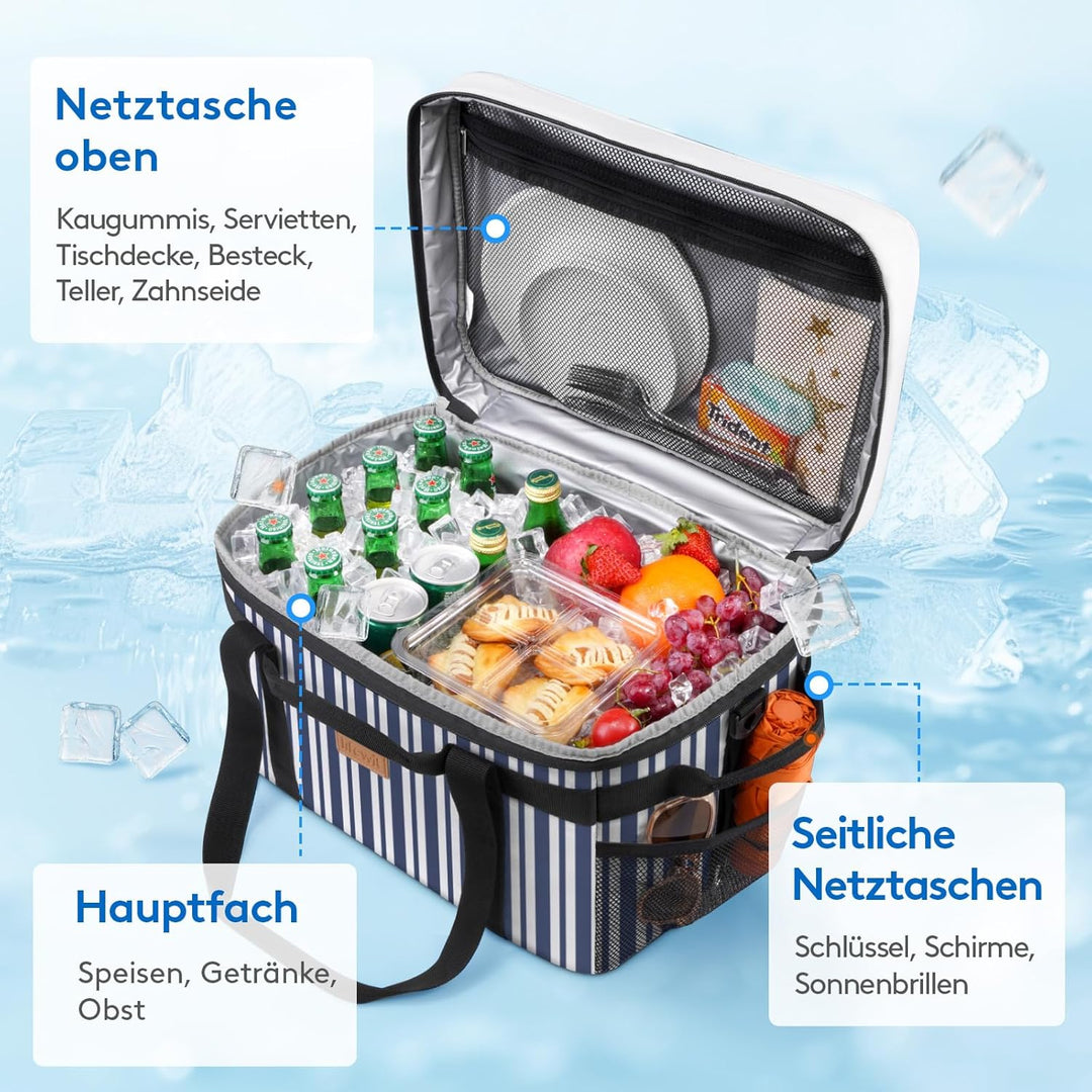 Lifewit Kühltasche 30L, Faltbar Picknicktasche für Essen & Getränke, Kühlbox Tragbare Eistasche für