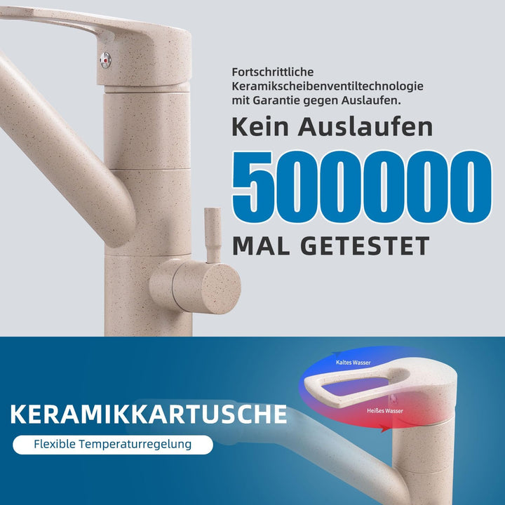 Zeffrary 3-Wege-Küchenarmatur, 360° drehbarer Küchenarmatur, Spültischarmatur mit flexiblem Auslauf,