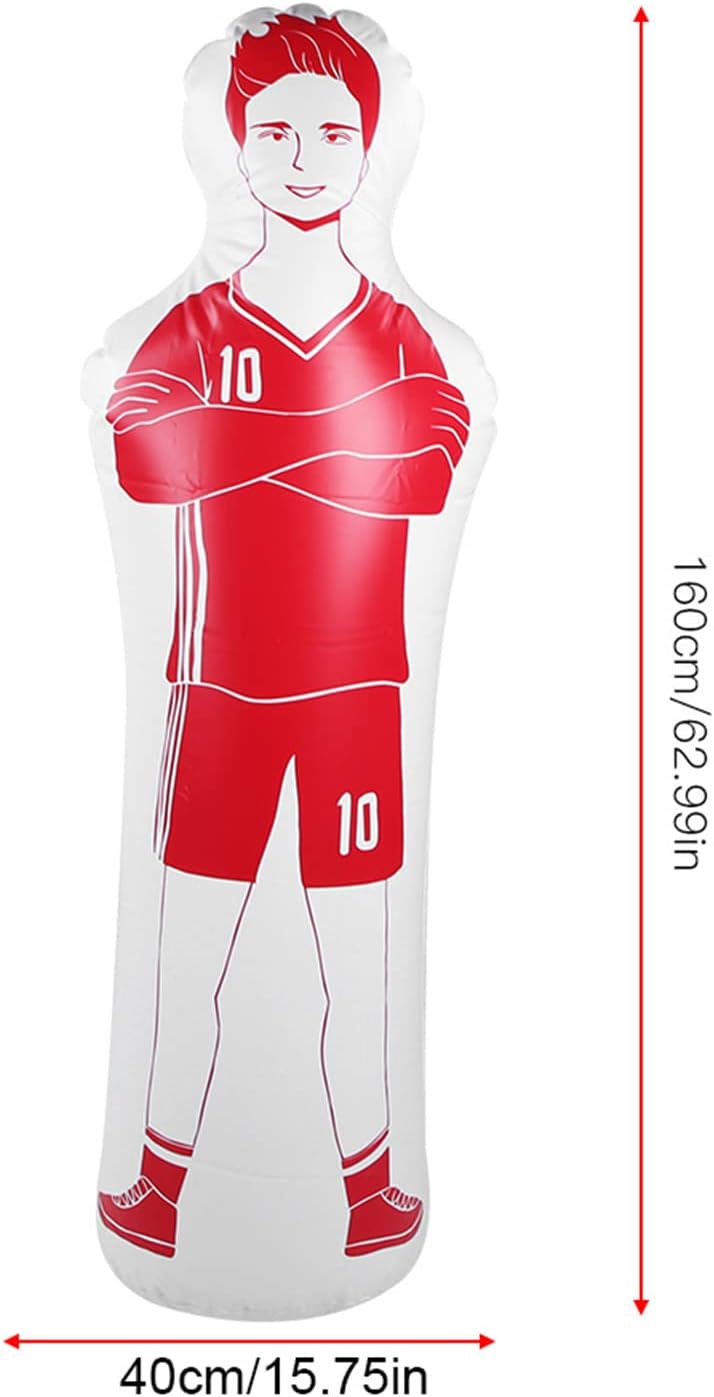 Aufblasbarer Fussball Dummy, 160cm, Rot, Torwart Training Equipment für Fussballübungen, Dribbling u
