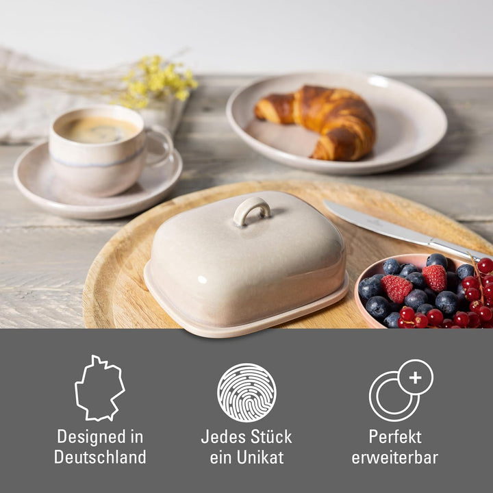 like. by Villeroy & Boch – Perlemor Home Butterdose, Porzellan Butterglocke im Pottery Stil, spülmas
