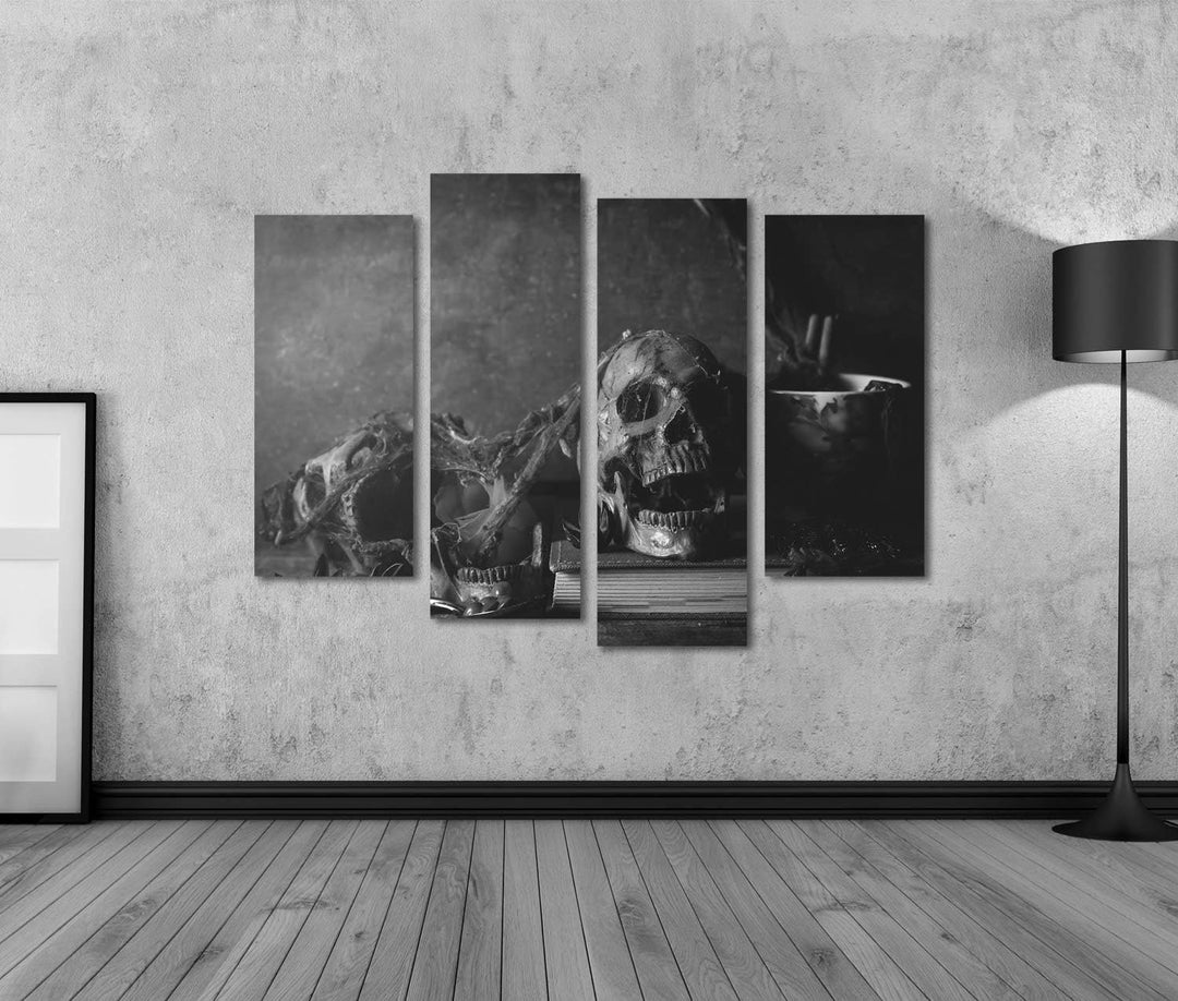 islandburner Bild auf Leinwand Totenkopf Stillleben Fotografie Schwarz Weiss Bilder Wandbilder Poste