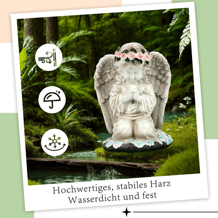 OBEISN Solar Engel Gartenstatuen, Grabschmuck Wetterfest Deko Für Draussen Wetterfest, Herbstdeko Ou