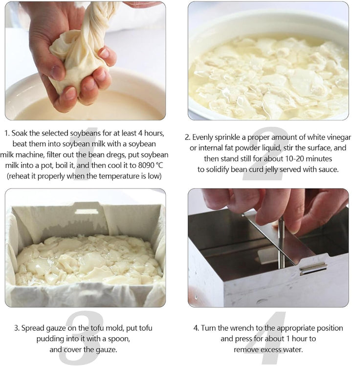 Aisny Tofupresse, Edelstahl Tofu Presse Materialien in Lebensmittelqualität Tofu Maker Kit mit Platt