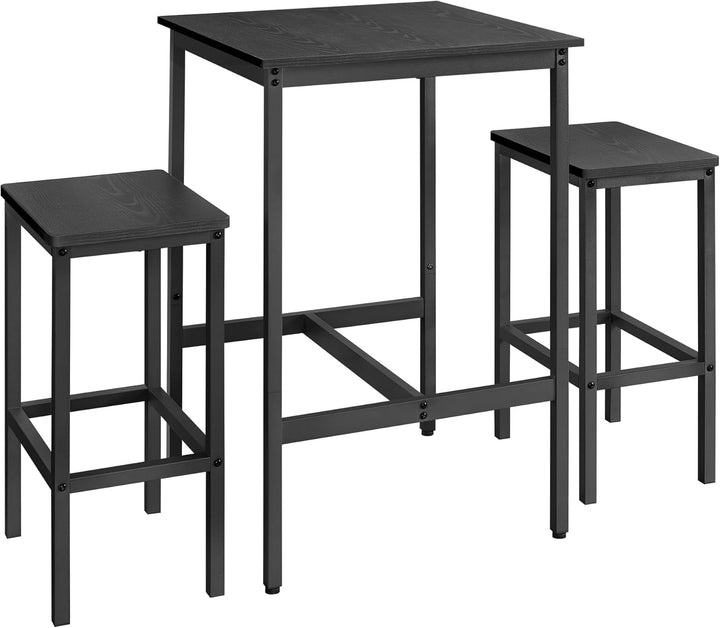 VASAGLE Bartisch mit Barhocker-Set, Esstisch mit 2 Stühlen, Küchentisch klein, Barstühle, für Esszim