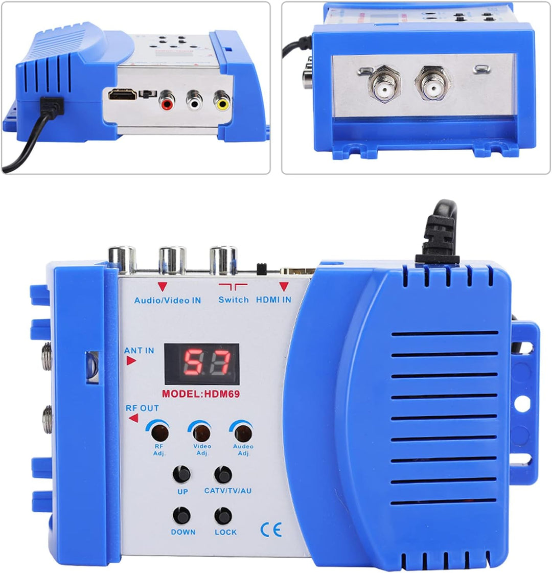 HF-HDMI-Modulator, HDM69 Digitaler AV-zu-HF-Konverter VHF UHF PAL Tragbarer Standard-Modulator für E