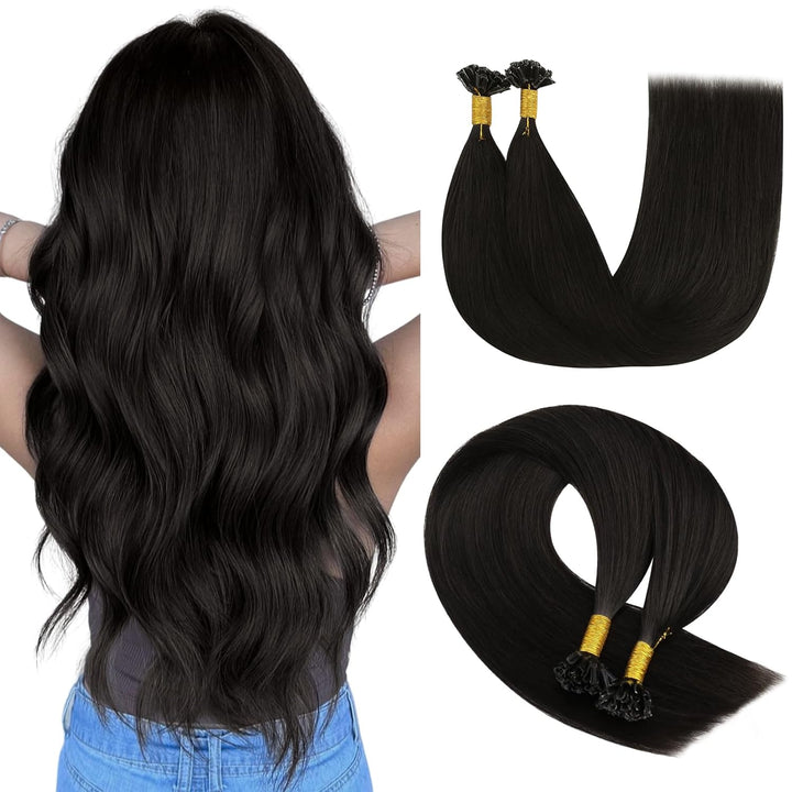 YoungSee Echthaar Extensions Bondings Braun 35cm Bonding Extensions Echthaar 1g Braun Remy Hair Exte