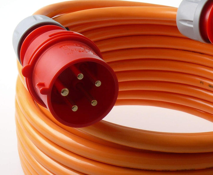 netbote24 CEE Starkstromkabel Verlängerungskabel Pur Leitung H07BQ-F 32A 400V 5g4 5x4 mm² 50m Orange