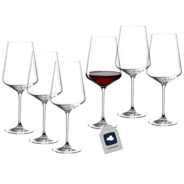 LEONARDO HOME PUCCINI Weinglas, Glas, klar, 6 Stück (1er Pack), 6 Rotweingläser 750 ml, Rotweingläse