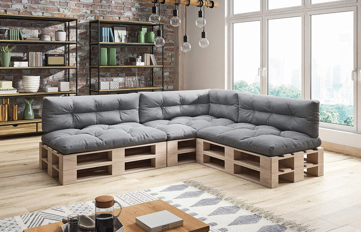 sunnypillow Palettenkissen für Palettenmöbel - 7er Set - Palettenauflage 120 x 80 für Palettensofa -