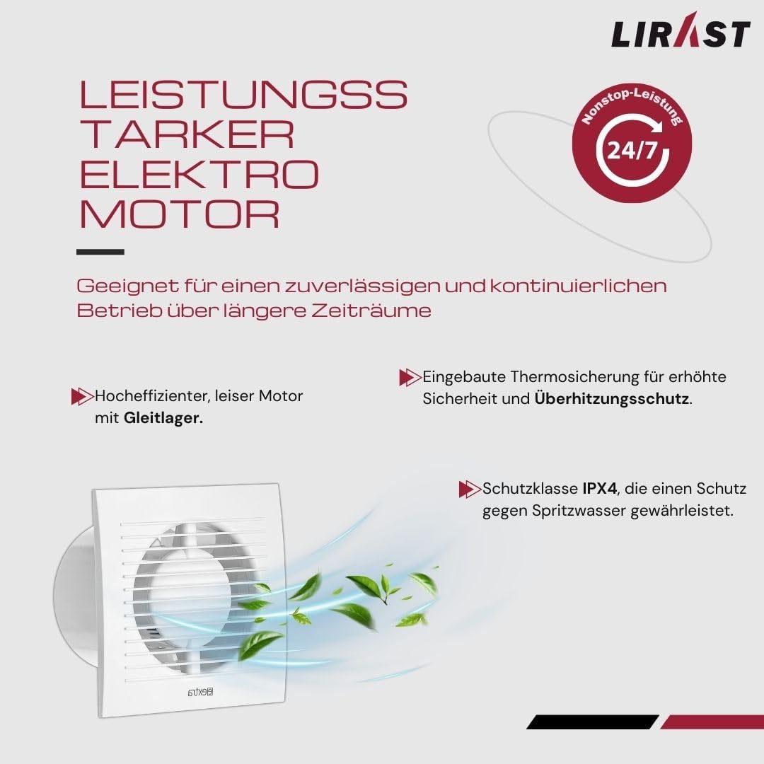 Ø 100mm Weiss Badlüfter - Lüfter für Effiziente Belüftung im Bad Kuche WC, Ø 100mm Weiß