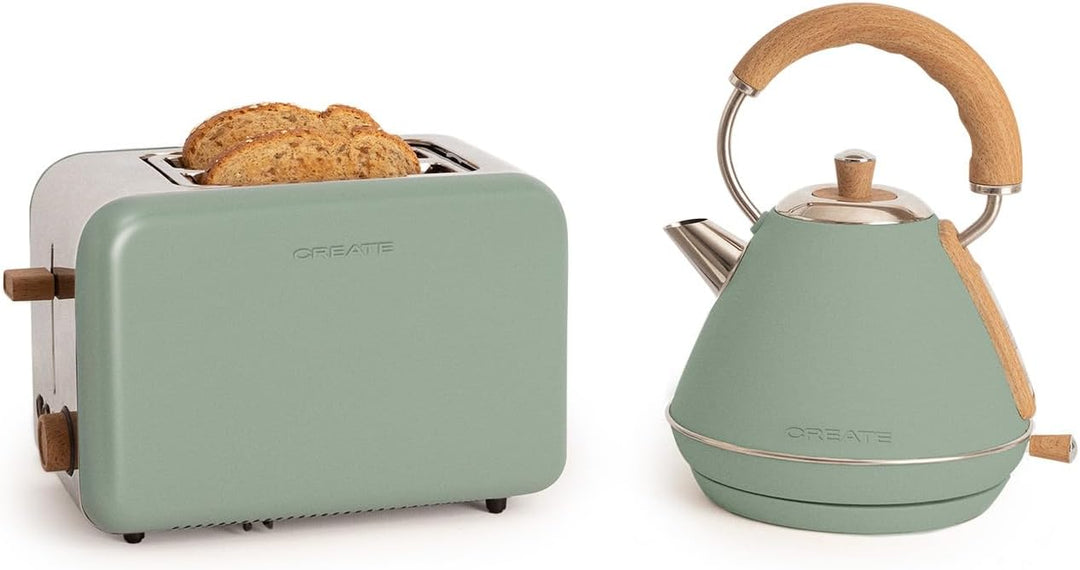 CREATE/PACK TOAST RETRO + KETTLE RETRO M/Toaster Grün-Sage mit Wasserkocher Grün-Sage/Wasserkocher 1