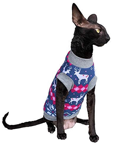 Kotomoda Cat's Warm T-Shirt fьr hireless Cats Santa's Deer Sweater (S), S