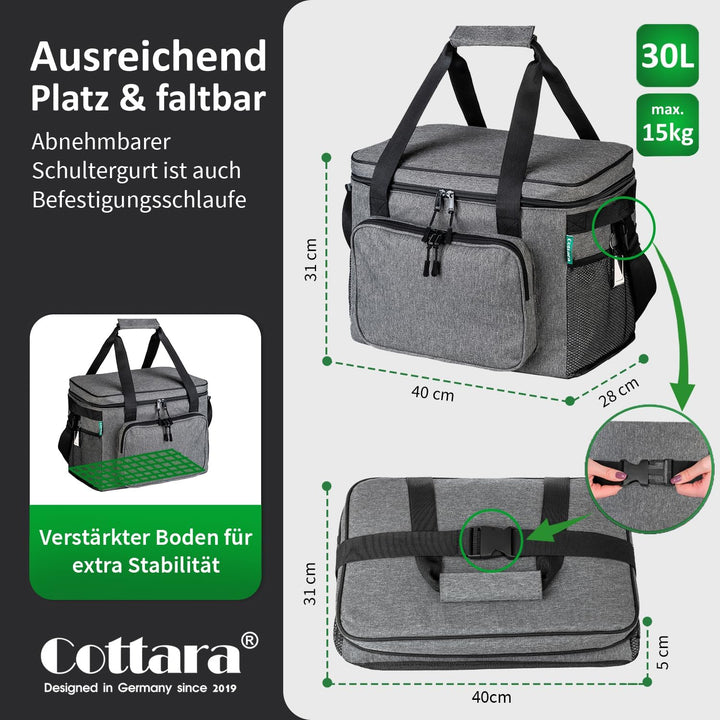 Faltbare Kühltasche gross 30L wasserdicht +12h Frische extra stark isolierte Kühltasche faltbar – Kü