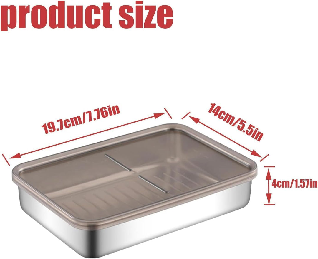 Set mit 3 Aufschnittbox Fresh, Gefrierbehälter,Lebensmittel Aufbewahrungsbox,Stapelbare Edelstahl-Bo