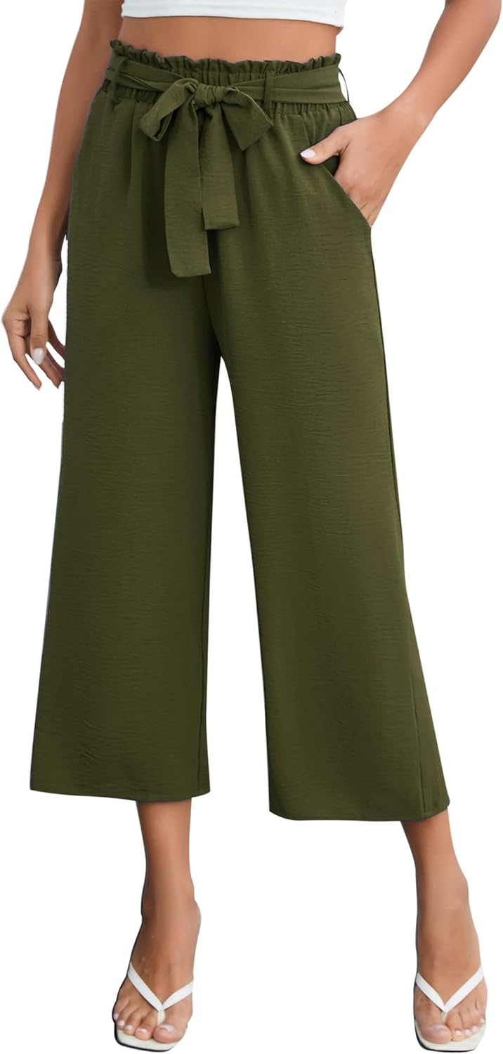 Clearlove Freizeithose Damen Sommerhose Einfarbig Weites Bein Lounge Causal Pants Elastische Hohe Ta