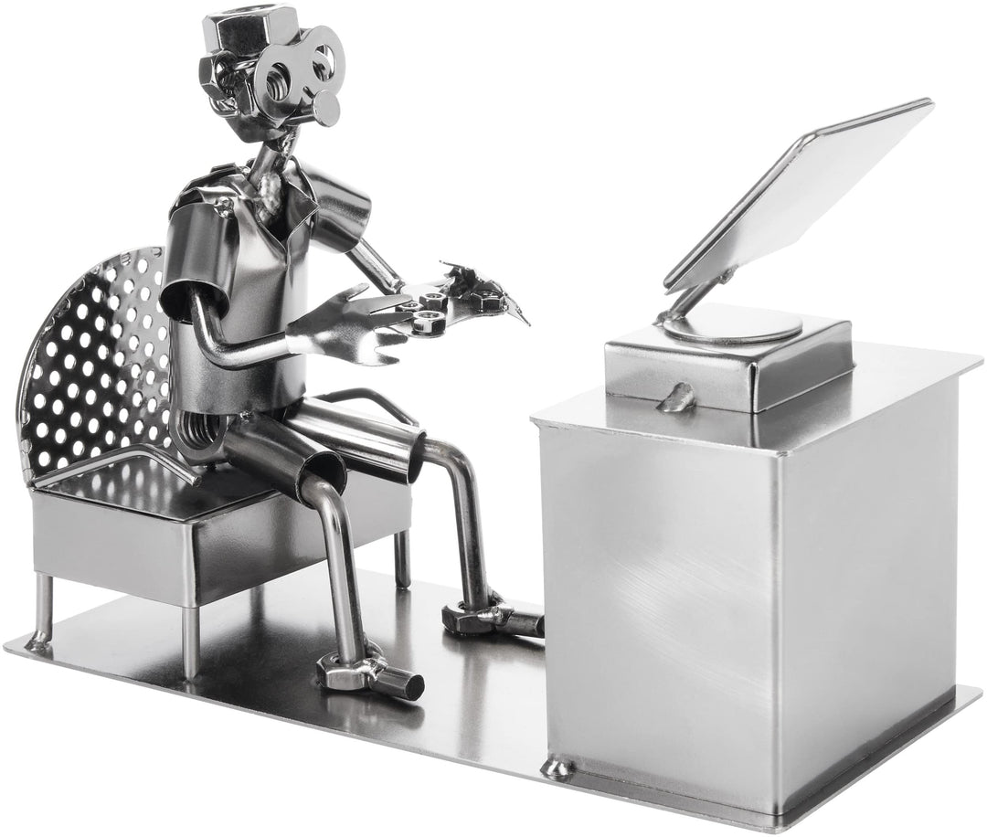 BRUBAKER Schraubenmännchen Gamer mit Controller - Zocker Eisenfigur Metallmännchen - Handarbeit Meta