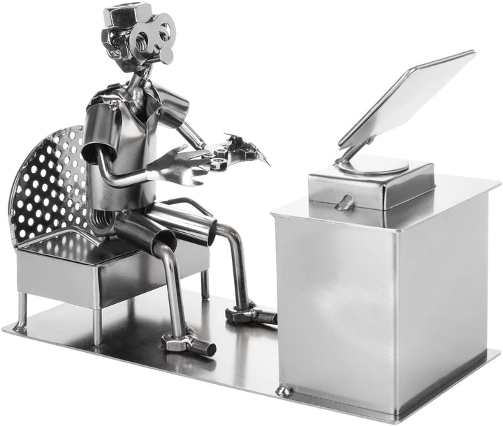 BRUBAKER Schraubenmännchen Gamer mit Controller - Zocker Eisenfigur Metallmännchen - Handarbeit Meta