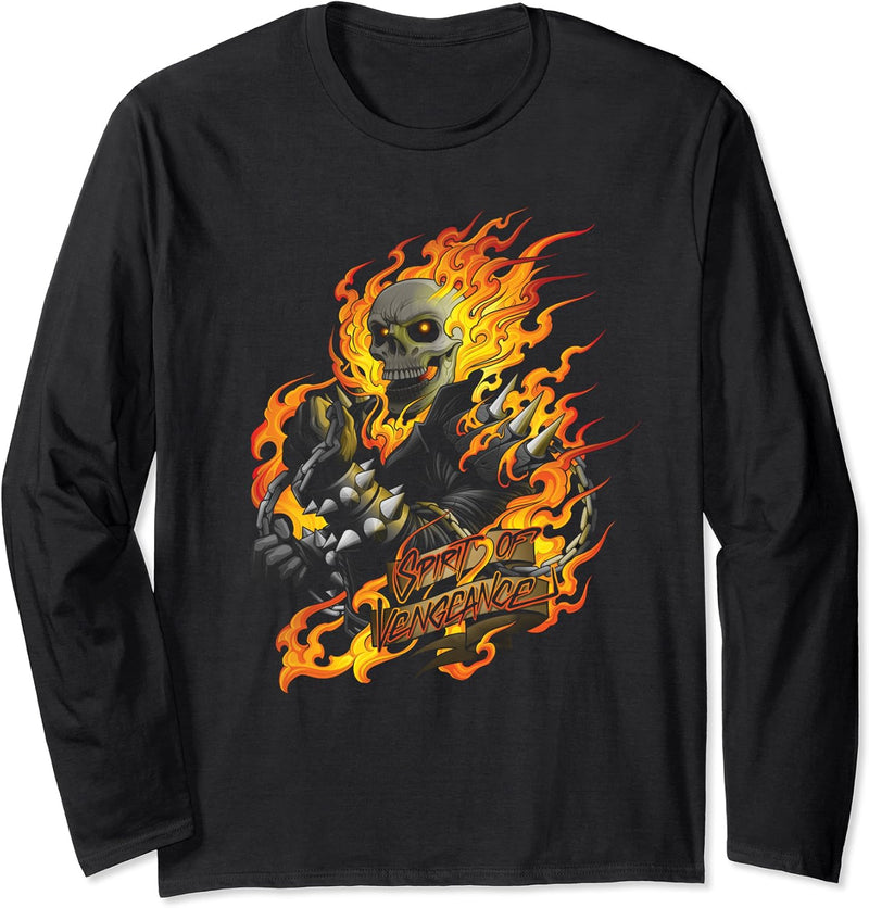 Marvel Ghost Rider Spirit of Vengeance Flaming Skull Langarmshirt