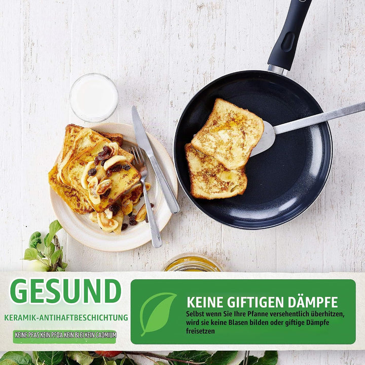 GreenChef Diamond Healthy Ceramic Non-Stick 28 cm/ 4.3 Litre Sauté Pan with Lid and 2 Side Handles,