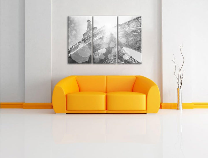 Pixxprint Eiffelturm im Sonnenschein als Leinwandbild 3 teilig/Grösse: 3 Teilig (120x80) / Wandbild/