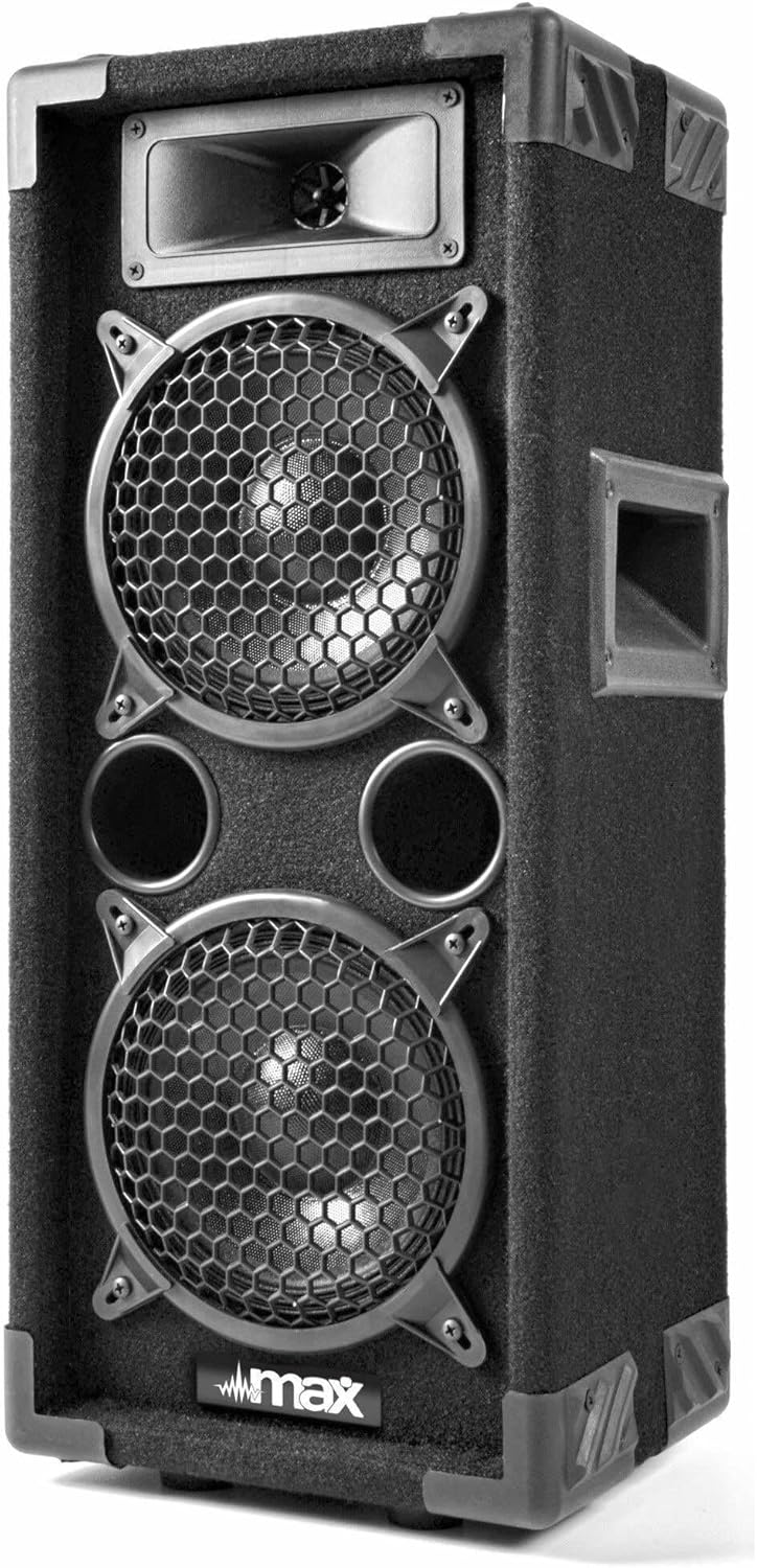 MAX26 - PA Lautsprecher passiv, Partylautsprecher, 600 Watt Partybox, 2 x 6 Zoll Doppel-Tieftöner, P