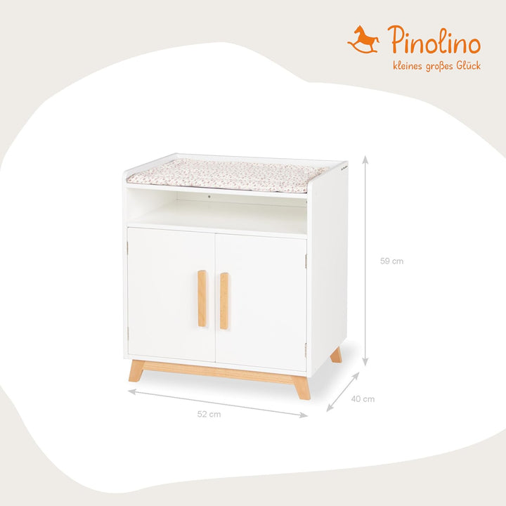 PINOLINO Puppenwickeltisch Marit, Puppenmöbel aus Holz, skandinavisch, weiss und klar lackiert, inkl
