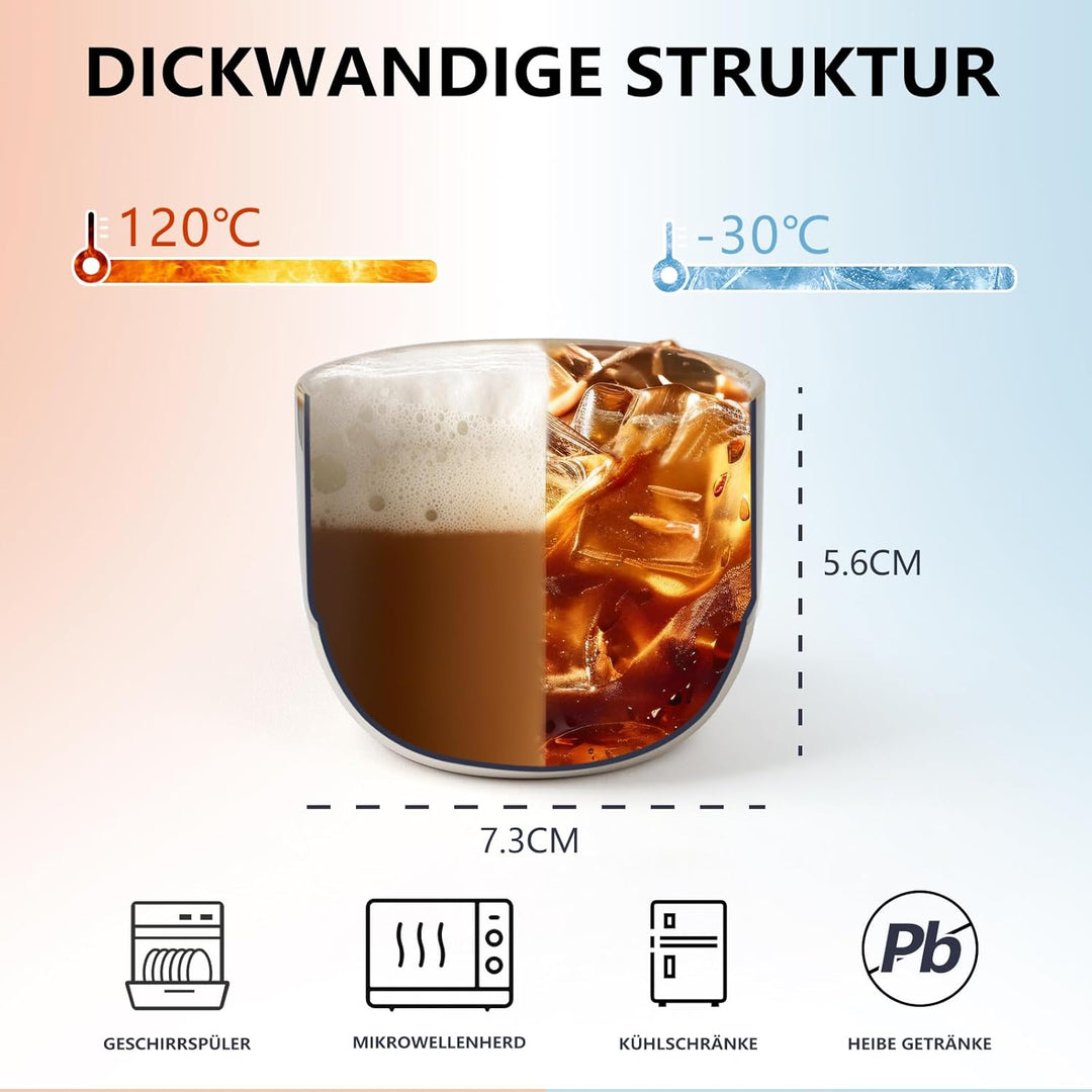 NOVAJOY | Espressotassen Set | 4-teilig | 140 ml | Mini-Espressotasse - Handgefertigt dickwandigem |