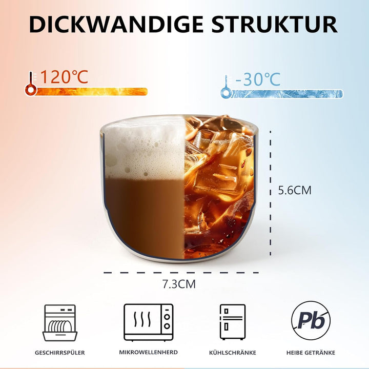 NOVAJOY | Espressotassen Set | 4-teilig | 140 ml | Mini-Espressotasse - Handgefertigt dickwandigem |