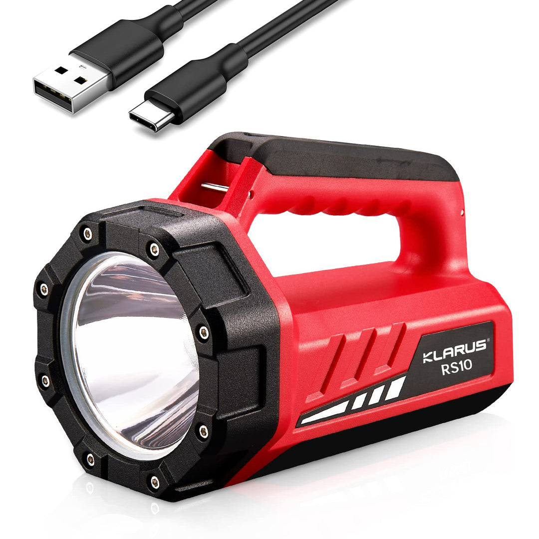 klarus RS10 Wiederaufladbare Handscheinwerfer 800 Lumen Suchscheinwerfer mit weissem/rotem COB-Licht