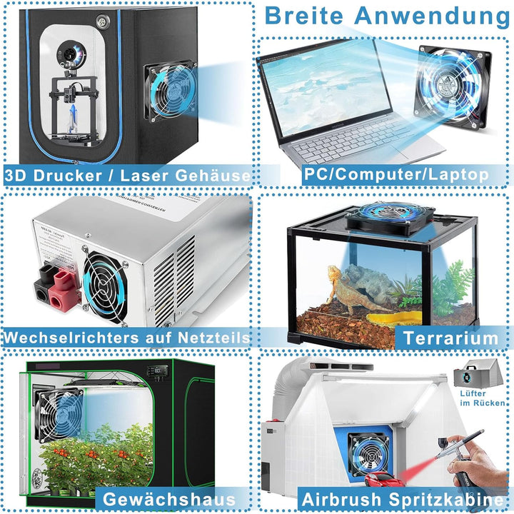 GDSTIME 12V 120mm Lüfter 120mm Gehäuselüfter mit Geschwindigkeitskontrolle AC 220V - 240V Lüfter 300