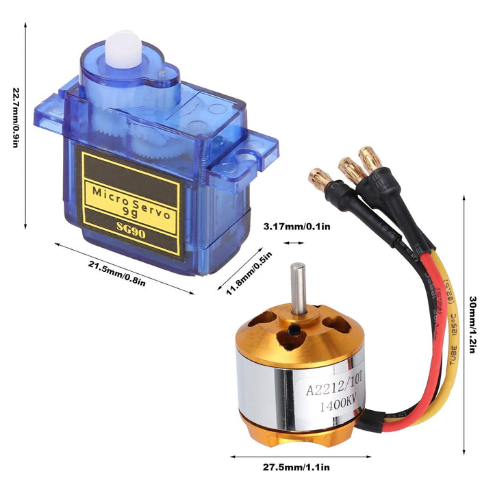 Dilwe Helikopter-Starrflügelset, 2212 1400KV Motor + 8060 Propeller + 9G Servo + 30A XT60 ESC RC Hub