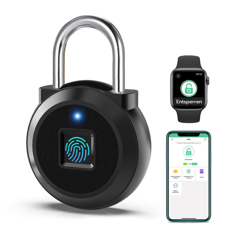 Eseesmart Schloss mit Fingerabdruck, Smart Fingerabdruck Schloss mit iWatch Bluetooth APP, Elektroni