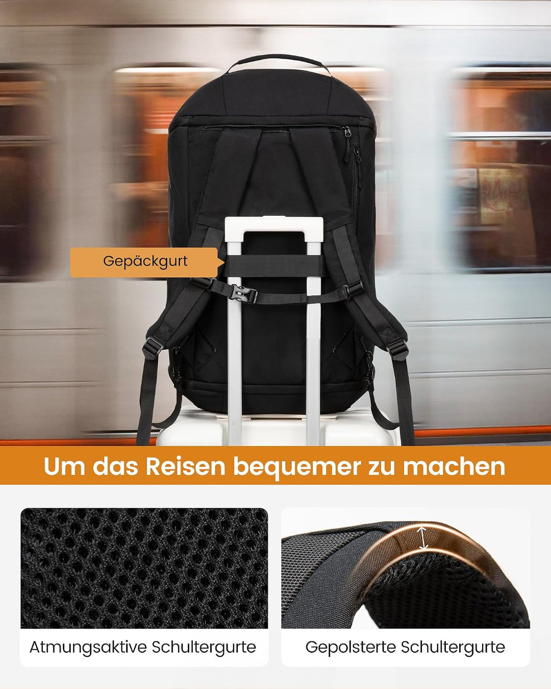 LOVEVOOK Reisetasche Sporttasche Rucksack Gross, 65L Handgepäck Rucksack mit Schuhfach Nassfach, Rei
