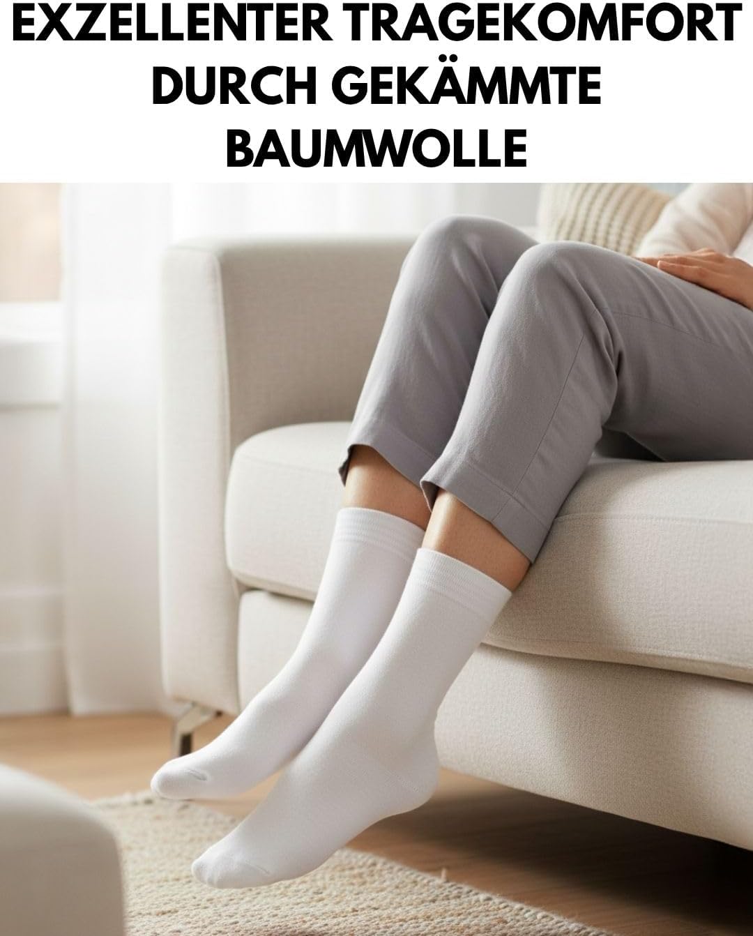10 Paar Premium Socken Herren &amp; Damen aus gekämmter Baumwolle mit Komfortbund ohne drückende Naht 35