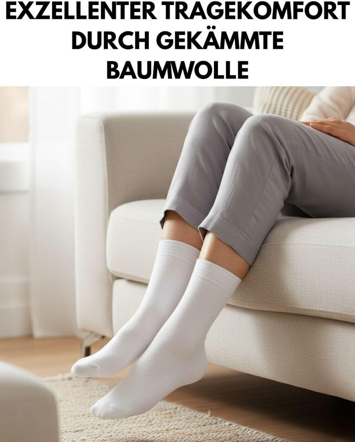 10 Paar Premium Socken Herren &amp; Damen aus gekämmter Baumwolle mit Komfortbund ohne drückende Naht 35