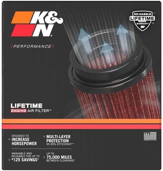 K&N E-1983 Waschbarer und wiederverwendbarer KFZ Tauschluftfilter, Rot