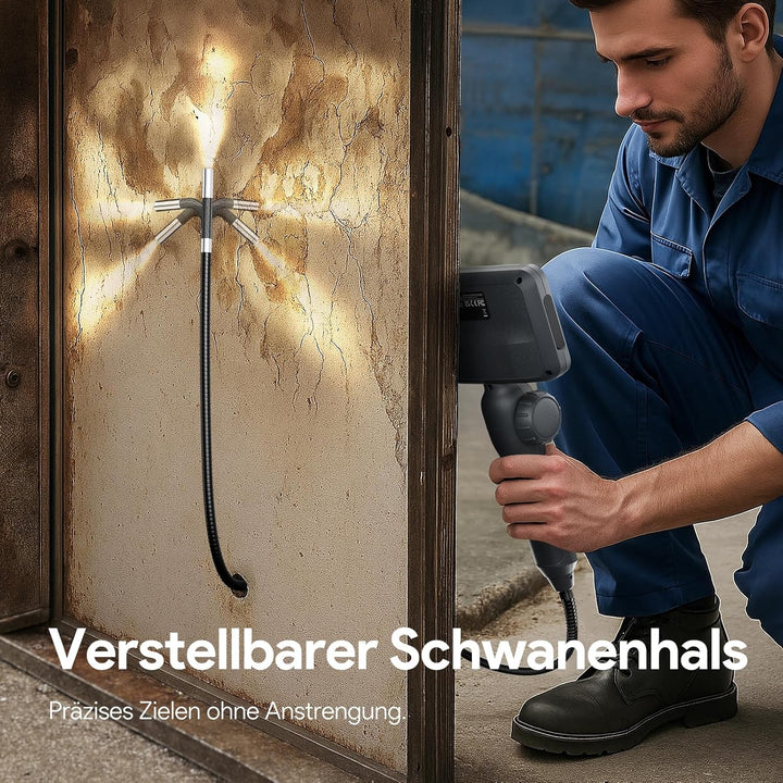 DEPSTECH 6.2mm Drehbar Endoskopkamera mit Licht, 1080P Endoskopkamera Beweglicher Kopf 210°, 4,5" IP