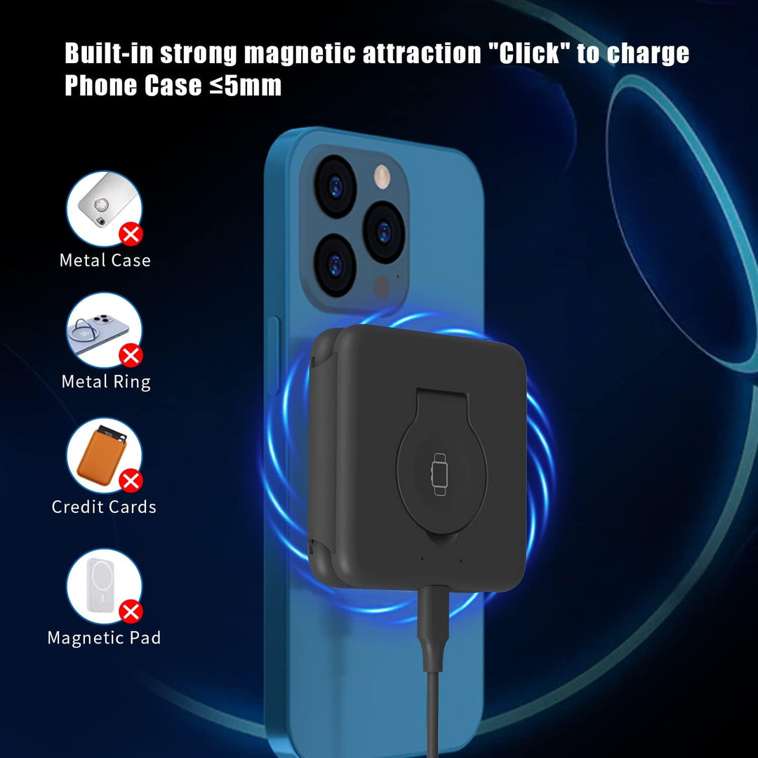 3 in 1 Faltbar Kabelloses Ladegerät,Foldable Wireless Charger iPhone Magnetic Charging Pad for iPhon