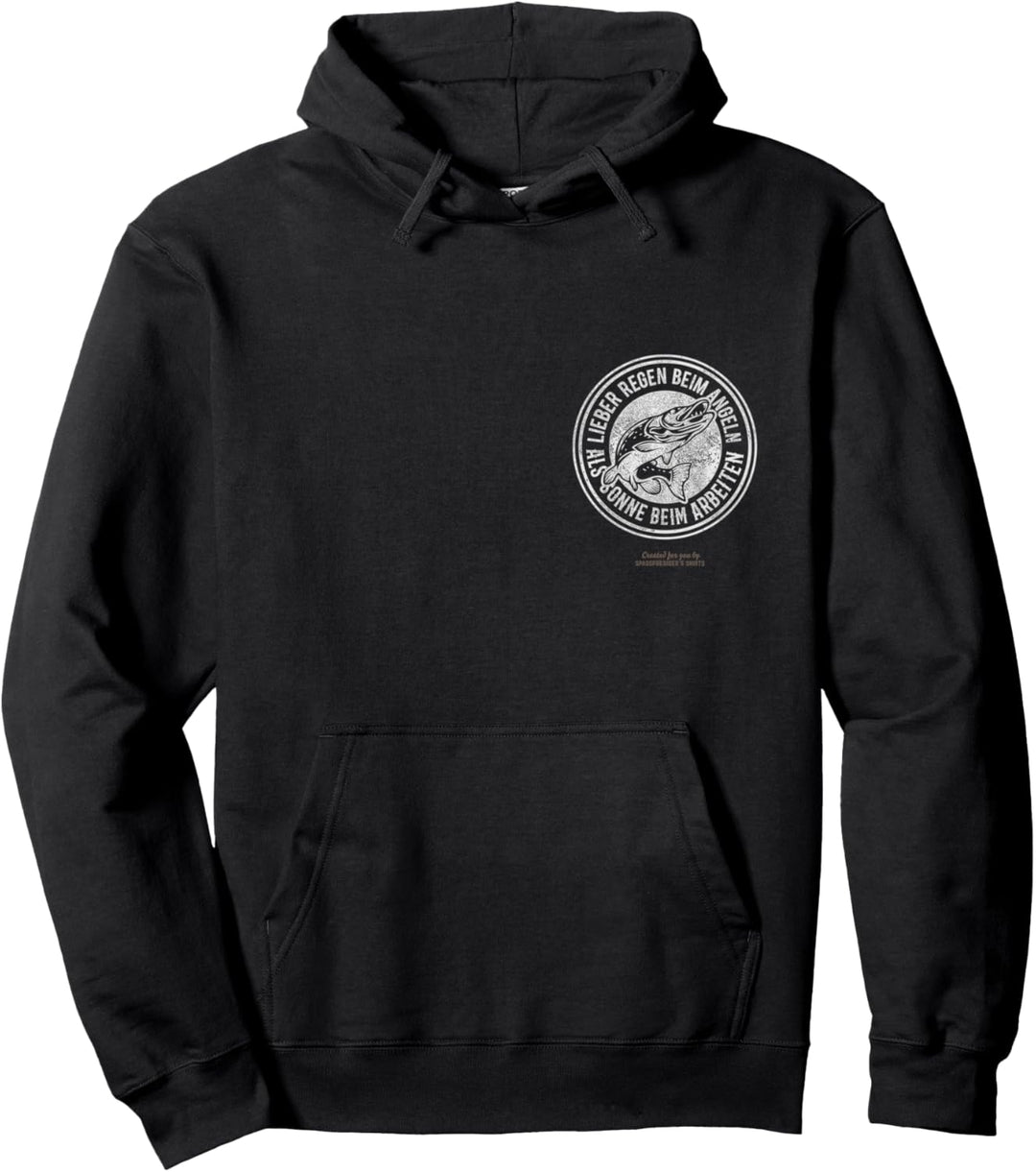 Angeln Hecht & Anglerspruch Lieber Regen beim Angeln Pullover Hoodie