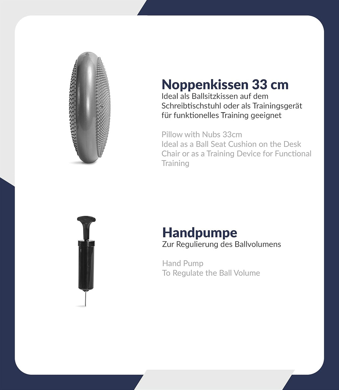 C4B Gymnastikball 65cm und Ballsitzkissen 33cm inkl. Pumpe im SET - Balance-Kissen, Sitzball, Traini
